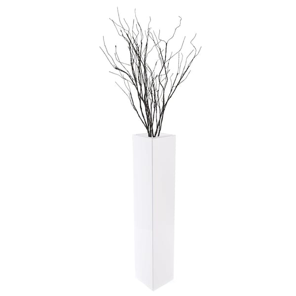 Uniquewise Tall Rectangular Wooden Modern Floor Vase, White 40 Inch QI004184.L - main